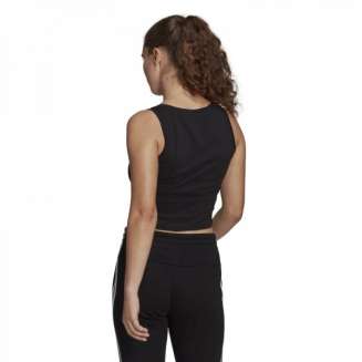 Adidas Essentials Cropped Tank Top ΜΑΥΡΤΟ-ΛΕΥΚΟ