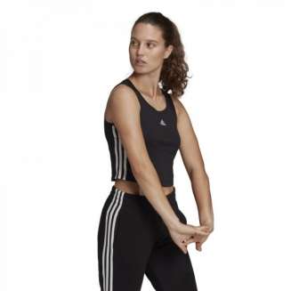 Adidas Essentials Cropped Tank Top ΜΑΥΡΤΟ-ΛΕΥΚΟ