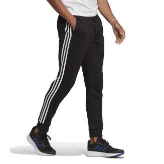 Adidas 3Stripes Fleece Παντελόνι Φόρμας με Λάστιχο Μαύρο