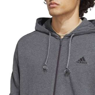 ADIDAS Essentials 3-Stripes Ανδρική Ζακέτα Φούτερ, ΜΑΥΡΟ-ΓΚΡΙ