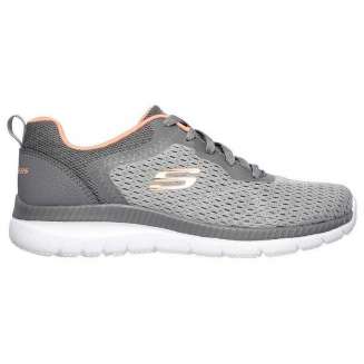 SKECHERS Engineered Mesh Lace-Up, ΓΚΡΙ-ΠΟΡΤΟΚΑΛΙ